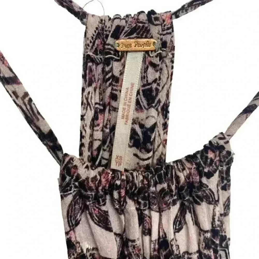 Free People Size XS Simone Batik Print Drop Waist Halter Mini Short Dress - Picture 3 of 3